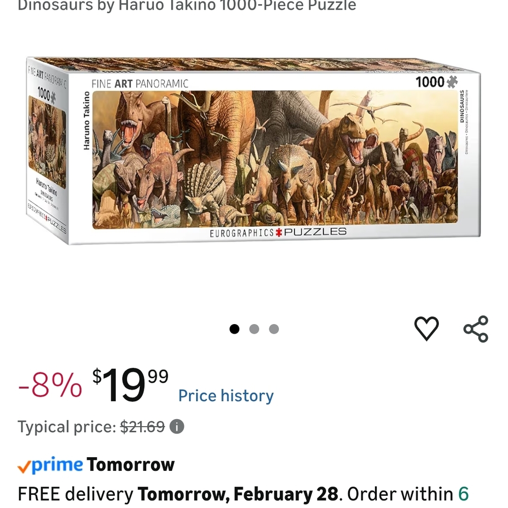 Dinosaurs by haruo takino 1000 piece puzzle 3 foot long